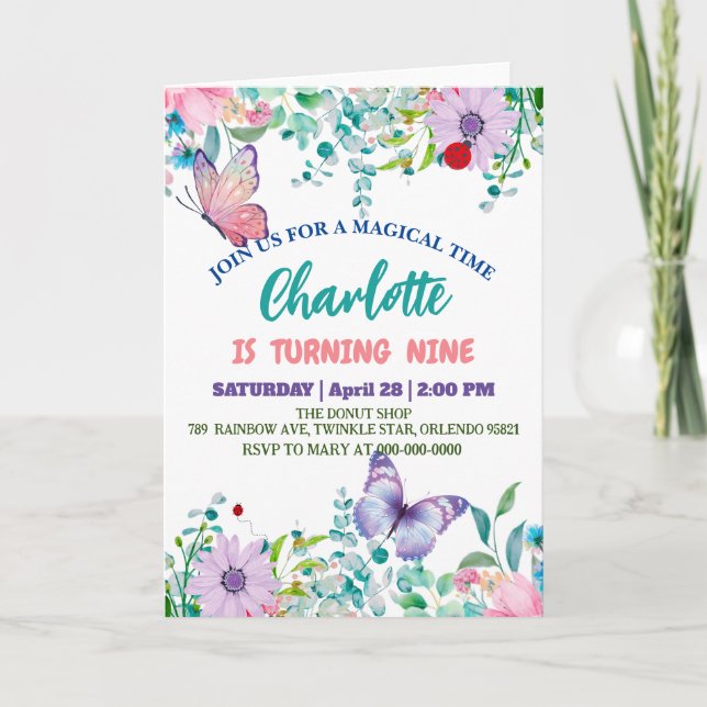 Cartes Pour Fêtes Annuelles Belle papillon Polka point floral Fleur Anniversai (Devant)