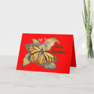 Cartes Pour Fêtes Annuelles Belle peinture à papillon de Monarque d'or
