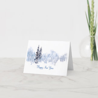 Cartes Pour Fêtes Annuelles Belle peinture aquarelle paysage hivernal