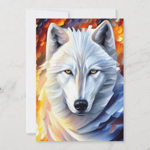 Cartes Pour Fêtes Annuelles Belle peinture de loup blanc