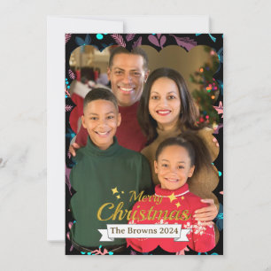 Cartes Pour Fêtes Annuelles Belle photo de famille Joyeux voeux de Noël