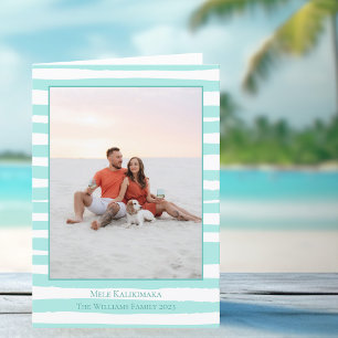 Cartes Pour Fêtes Annuelles Belle Plage Turquoise côtière brillante Photo plié