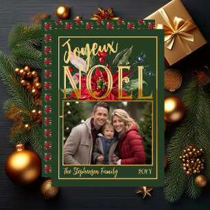 Cartes Pour Fêtes Annuelles Belle Poinsettia et Baies Joyeux Noël