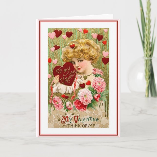 Cartes Pour Fêtes Annuelles Belle Saint Valentin Art Nouveau (Devant)