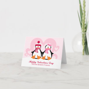 Cartes Pour Fêtes Annuelles Belle Saint Valentin en couple de pingouins