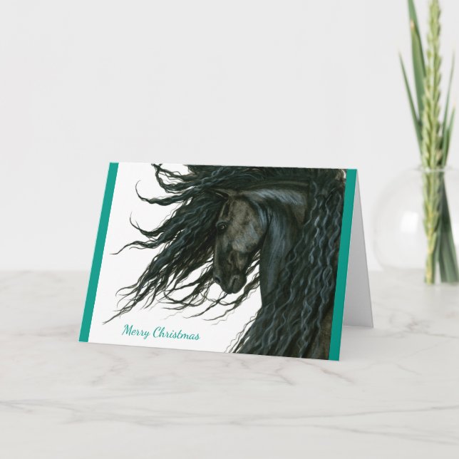 Cartes Pour Fêtes Annuelles Belle saison Salutation Friesian Horse par Bihrle (Devant)