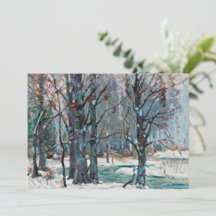 Cartes Pour Fêtes Annuelles Belle scène de neige hivernale avec des bleus et d
