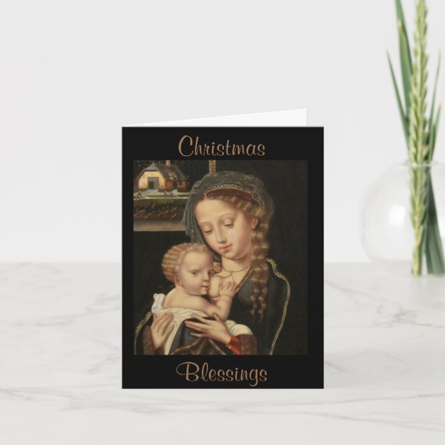 Cartes Pour Fêtes Annuelles Belle Vierge et Enfant Religieux (Devant)