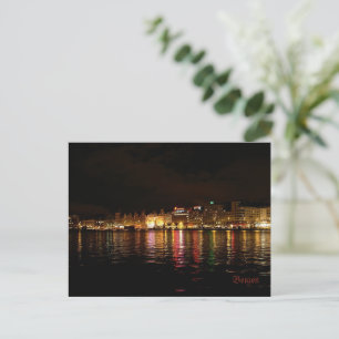 Cartes Pour Fêtes Annuelles Belle ville de Bergen la nuit, Norvège