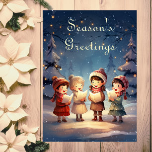 Cartes Pour Fêtes Annuelles Belle Vintage Caroleurs de Noël Soirée d'hiver