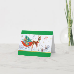 Cartes Pour Fêtes Annuelles Belle Vintage Mid Century Mod Reinder