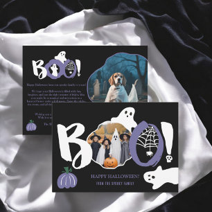 Cartes Pour Fêtes Annuelles Belle violet tendance Boo fantômes 2 photos Hallow