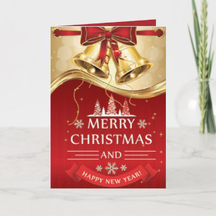 Cartes Pour Fêtes Annuelles Belles cloches de Noël dorées à la rousse