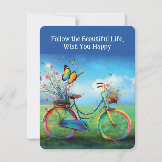 Cartes Pour Fêtes Annuelles Belles fleurs à vélo Nature (Devant)