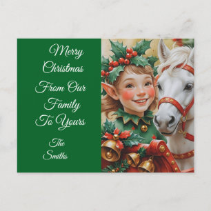 Cartes Pour Fêtes Annuelles Bells Holly et Horse Christmas Elf