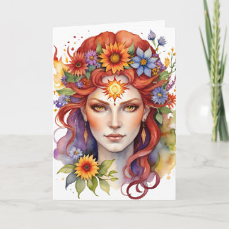 Cartes Pour Fêtes Annuelles Beltane Déesse de l'Été Floral Wicca Sabbat