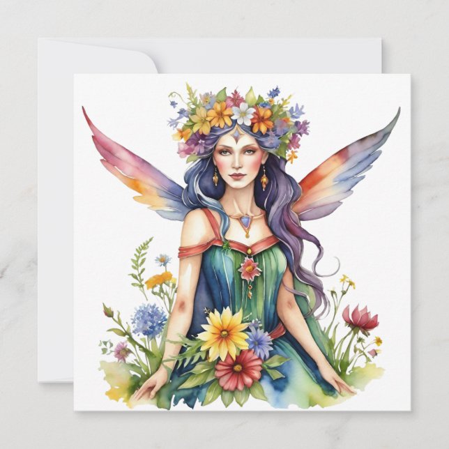 Cartes Pour Fêtes Annuelles Beltane Summer Fairy Floral Wicca Sabbat  (Devant)