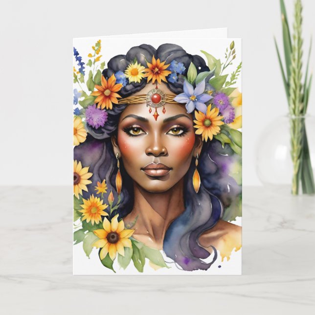 Cartes Pour Fêtes Annuelles Beltane Summer Goddess Floral Wicca Sabbat  (Devant)