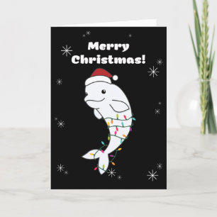 Cartes Pour Fêtes Annuelles Béluga Baleine Joyeux Noël Animaux d'hiver Baleine