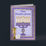 Cartes Pour Fêtes Annuelles Bénédiction de Hanoukka Menorah<br><div class="desc">Carte Hanoukka richement détaillée avec Menorah,  Star of David,  Chalice et Rose.</div>