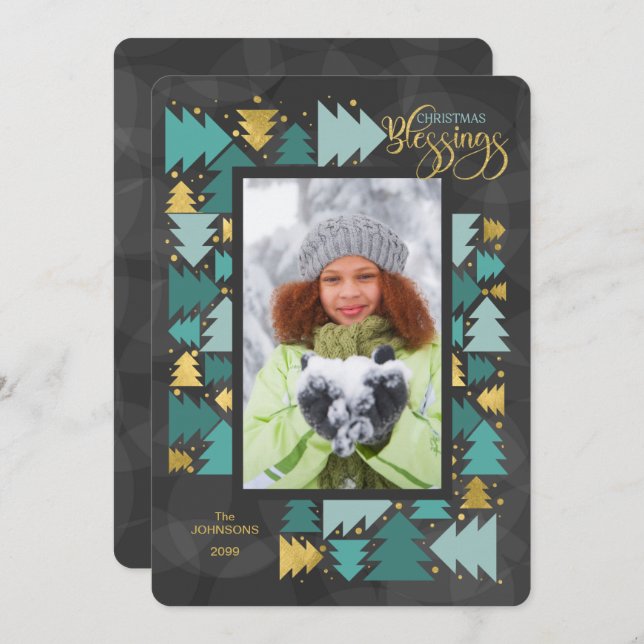 Cartes Pour Fêtes Annuelles Bénédiction de Noël Christian Charcoal Photo (Devant / Derrière)