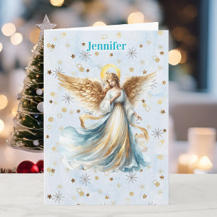 Cartes Pour Fêtes Annuelles Bénédiction de Noël d'ange Ajouter Signature Relig