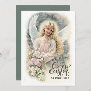 Cartes Pour Fêtes Annuelles Bénédiction de Pâques. Beau petit ange religieux