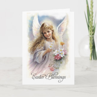 Cartes Pour Fêtes Annuelles Bénédiction de Pâques. Beau petit ange religieux