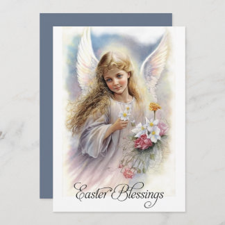 Cartes Pour Fêtes Annuelles Bénédiction de Pâques. Beau petit ange religieux
