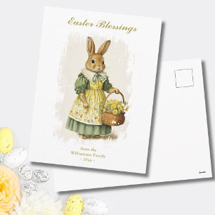 Cartes Pour Fêtes Annuelles Bénédiction de Pâques lapin Vintage lapin Texte pe