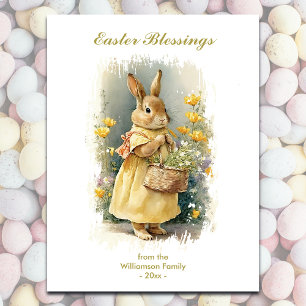 Cartes Pour Fêtes Annuelles Bénédiction de Pâques lapin Vintage lapin Texte pe