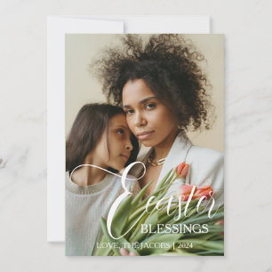 Cartes Pour Fêtes Annuelles Bénédiction de Pâques moderne Script 3 Photo