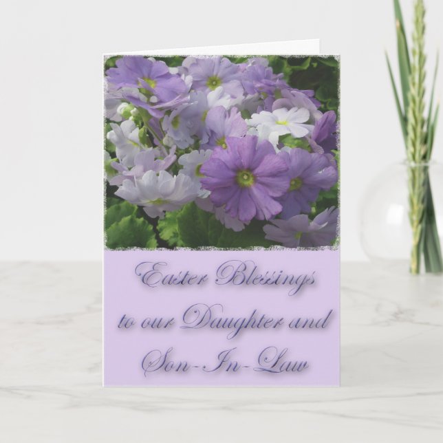 Cartes Pour Fêtes Annuelles Bénédiction de Pâques Primrose de la fille et du g (Devant)
