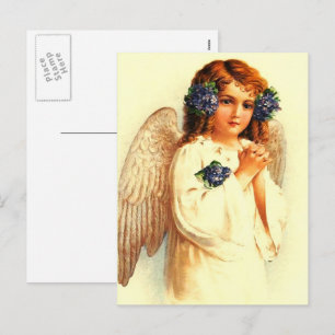 Cartes Pour Fêtes Annuelles Bénédiction de Pâques. Vintage Ange de prière reli