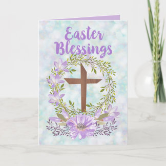 Cartes Pour Fêtes Annuelles Bénédiction de Pâques violet Bible chrétienne Vers