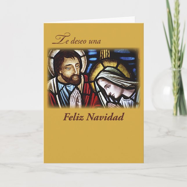 Cartes Pour Fêtes Annuelles Bénédiction espagnole de Noël, famille sainte (Devant)