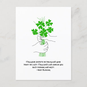 Cartes Pour Fêtes Annuelles Bénédiction irlandaise avec Bouquet de trèfle à qu