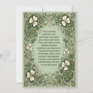 Cartes Pour Fêtes Annuelles Bénédiction Irlandaise Élégante avec Bordure de Tr