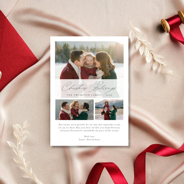 Cartes Pour Fêtes Annuelles Bénédiction religieuse de Noël Élégante Photo de f (Créateur téléchargé)