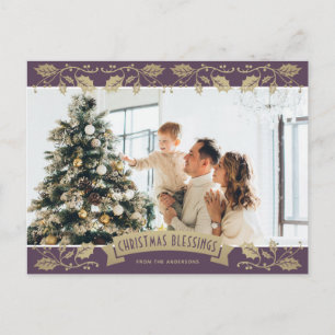Cartes Pour Fêtes Annuelles Bénédictions de Noël élégantes Photo chrétienne