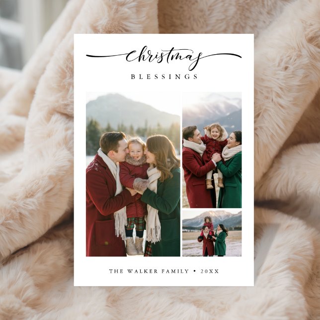 Cartes Pour Fêtes Annuelles Bénédictions de Noël Famille moderne Photo 3 Photo (Créateur téléchargé)