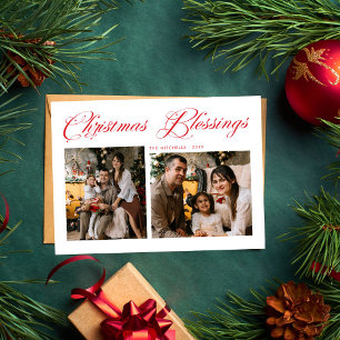 Cartes Pour Fêtes Annuelles Bénédictions de Noël Script Moderne 3 Photo