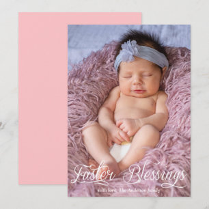 Cartes Pour Fêtes Annuelles Bénédictions de Pâques Bébé Fille Famille Rose Pho