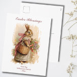 Cartes Pour Fêtes Annuelles Bénédictions de Pâques Brun Lapin Vintage Personna<br><div class="desc">Envoyez un message de Pâques personnalisé à vos amis et à votre famille avec ce charmant design vintage représentant un adorable lapin et un panier de fleurs printanières. Personnalisez-le en changeant le message de Bénédictions de Pâques par quelque chose de différent, et vous pouvez également fournir le nom de la...</div>