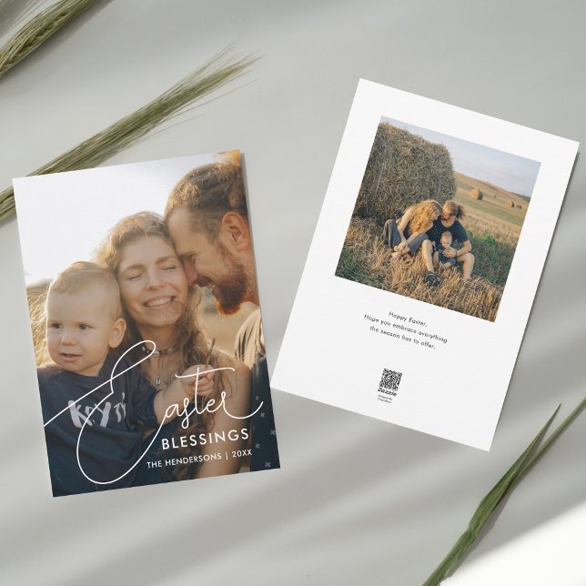 Cartes Pour Fêtes Annuelles Bénédictions de Pâques Chic Script Photo (Créateur téléchargé)