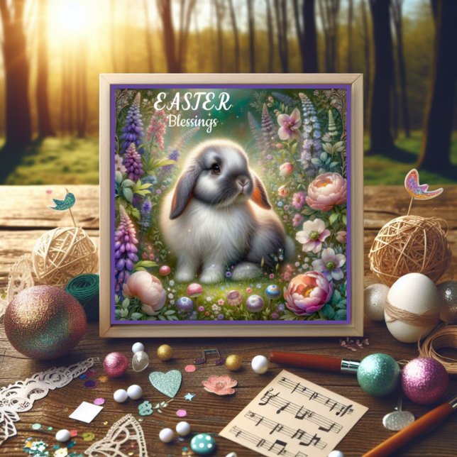 Cartes Pour Fêtes Annuelles Bénédictions de Pâques Lop lapin Earne Fleurs pour (Créateur téléchargé)