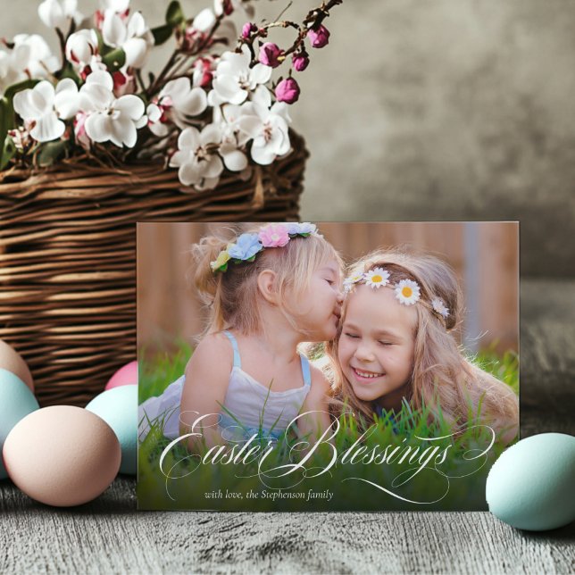Cartes Pour Fêtes Annuelles Bénédictions de Pâques Photo florale (Easter Blessings Floral Photo Holiday Card)