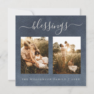 Cartes Pour Fêtes Annuelles Bénédictions modernes Bleu foncé Noël