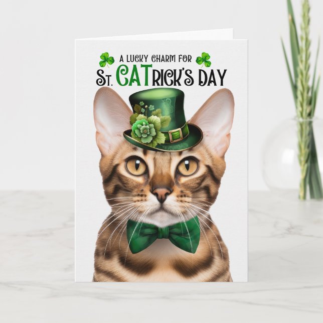 Cartes Pour Fêtes Annuelles Bengale Chat Funny St. CATrick's Day Lucky Charm (Devant)