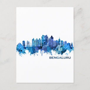 Cartes Pour Fêtes Annuelles Bengaluru Karnataka Skyline Blue